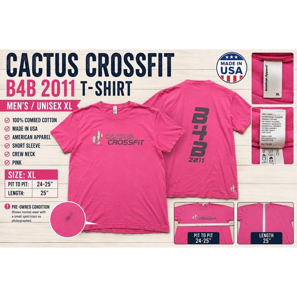 Cactus CrossFit B4B 2011 T-Shirt Pink American Apparel Mens XL Made in USA